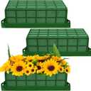 Xanllaxa 3 Pcs Green Rectangular Floral Foam Cage, Holds Fresh or Artificial Flowers, Versatile Hanging Design, Ideal for Weddings, Birthdays, Home Decorations
