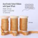 3 x AuroTrends Khaki Velvet Ribbon, 3/8" x 15Yd, 3 Rolls - Christmas Decoration