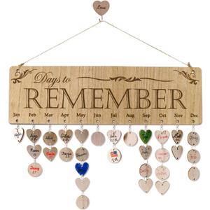 YuQi Present for Moms Dads from Daughter Son- Wooden Family Birthday Reminder Calendar Board Wall Hanging- Days to Remember- Great Way to Keep All Birthdays & Anniversarys