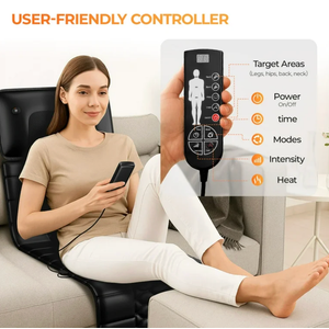 HOMEMASSA Massage-Mat, Detachable Neck Massager, Full Body Vibration Heating, Massage Pad with 10 Vibrating Motors and 9 Speed Settings for Home Office Use, Black