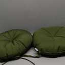 GUEGLSA Outdoor Tufted Round Cushions 18 inch, Waterproof Bistro Chair Cushions 18"x18"x3", Circular Seat Pads with Ties for Patio Garden Footstool Papasan Chair, Set of 2, Green