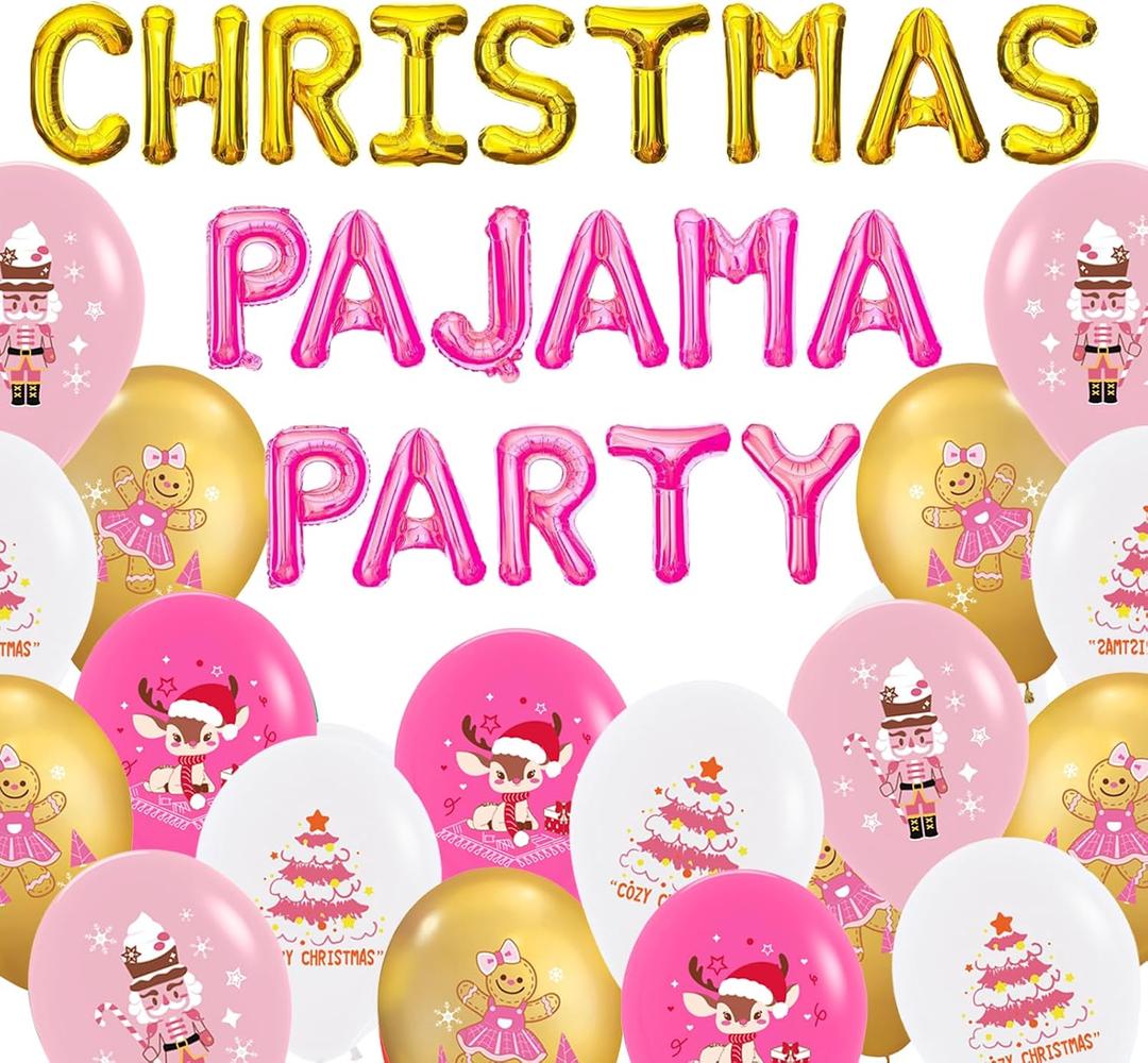 2 x Pink Golden Christmas Night Party Decoration Christmas Friendsmas Party Decorations Ugly Christmass Sweater Party Girls Night Christmass Party Decorations