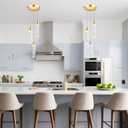 Pendant Lights Kitchen Island, Modern Kitchen Island Lights, Ceiling Lighting Fixtures with Crystal Bubble, Integrated LED Hanging Light Goid 1 Pack(3-Light)