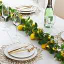 6 Pcs 5.74 ft Artificial Lemon Garland Lemon Vine Garland with Greenery Fake Fruit Party Decoration with Battery Powered Light for Home Door Wall Mantel Wedding Kitchen Table (Stylish Style)