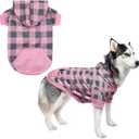 KOOLTAIL Plaid Dog Hoodie Pet Clothes Sweater with Hat and Pocket for Small Medium Large Size Dogs, Soft Winter Warm Dog Cold Weather Coat, Fleece Fall Dog Hooded Sweatshirt for Puppy Cats, Pink L