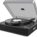 Record Player Vinyl Turntables with Built-in Speakers and USB Play&Recording Belt-Driven Vintage Phonograph Record Player 3 Speed for Entertainment and Home Decoration(Black Wood)