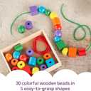 Melissa & Doug Primary Lacing Beads - Educational Toy with 30 Wooden Beads and 2 Laces for Toddlers, Fine Motor Skills Lacing Toys for Toddlers and Kids Ages 3+