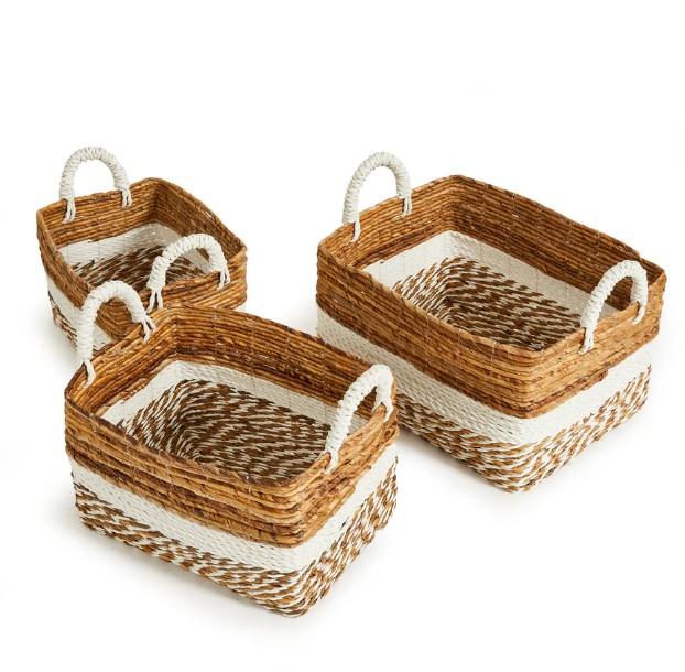 Home & Garden, KEY LARGO BASKETS, VARIOUS SETS L 16x12x7.5 M14x10x7 S12x8x6 In