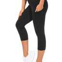 THE GYM PEOPLE Thick High Waist Capris Yoga Pants with Pockets, Tummy Control Workout Running Yoga Leggings for Women, XL