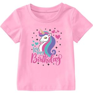 It's My Birthday Shirt for Toddler Girls 1st 2nd 3rd 4th 5th Girls Birthday Party Outfit Short Sleeve Gift Tshirt (110, Pink
