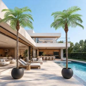 Artificial Palm Trees for Outdoors,8.5ft Tall Fake Plant for Indoor/Outdoor | Faux Coconut Palm Tree, UV Resistant, Artificial Phoenix Palm Tree for Patio, Poolside, Backyard, Office, Garden Home Decor