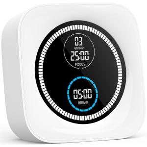 HAUKINIX 99-Minute Visual Timer with Pomodoro Timer Productivity Focus Timer Countdown Stopwatch Desk ADHD for Study, Work, Student, Procrastination, Loud Alarm/Mute/Vibration, 2 Brightness Levels
