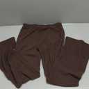 MakeMeChic Women's Rib Knitted Bell Bottoms Elastic Waist Bootcut Trousers Flared Leg Pants (Large, Chocolate Brown)
