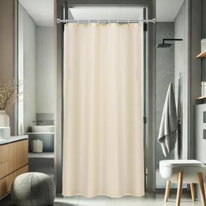 AooHome Fabric Polyester Shower Curtain, Small Size Bathroom Curtain for Hotel, Weighted Hem, Water Repellent, Beige, 48 x 72 Inch