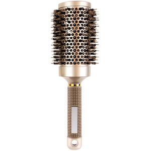 Nano Thermal Ceramic & Ionic Round Hair Brush with Boar Bristles, Enhances Shine and Texture, Ideal for Styling, Curling, and Drying
