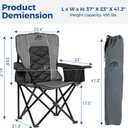Oversized Padded Camping Chair, Heavy Duty Steel Frame, 450 lb Capacity, Folding Camp Chair with 6-Can Cooler, Carry Bag for Outdoor Camping, Beach, Hiking(Gray & Black)
