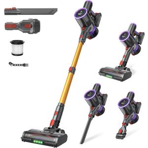 Cordless Stick Vacuum Cleaner: 550W 50KPA 45Mins with Powerful Suction, Self-Standing Lightweight Wireless Rechargeable Handheld Vacuum with Touch Screen for Home Pet Hair/Carpets/Floors