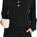 Womens Ribbed Knit 2 Piece Lounge Sets Outfits Long Sleeve Top and Shorts Pajama Sets Loungewear with Pockets, Size XL