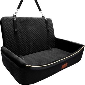 Youvee Dogs Car Seat and Bed 2 in 1,Pet Car Bed for 2 Small or 1 Medium/Large Dog up to 60 lbs, Dog Booster for car Back Seat, Safety, Comfortable, Storage Pocket,Fully Detachable and Washable(Black)