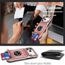 for iPhone 17 Pro Wallet Case with Card Holder + 1 Screen Protector, (2 Cards) & 360Ring Kickstand Military Grade Drop Shockproof Rugged Case for iPhone 17 Pro 6.3" (Rose Gold)