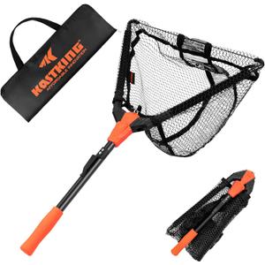 KastKing Pontus Fishing Net, Foldable & Lightweight Landing Net with Built in Length Scale, Strength Aluminum Handle, Fishing Gear and Gift for Men