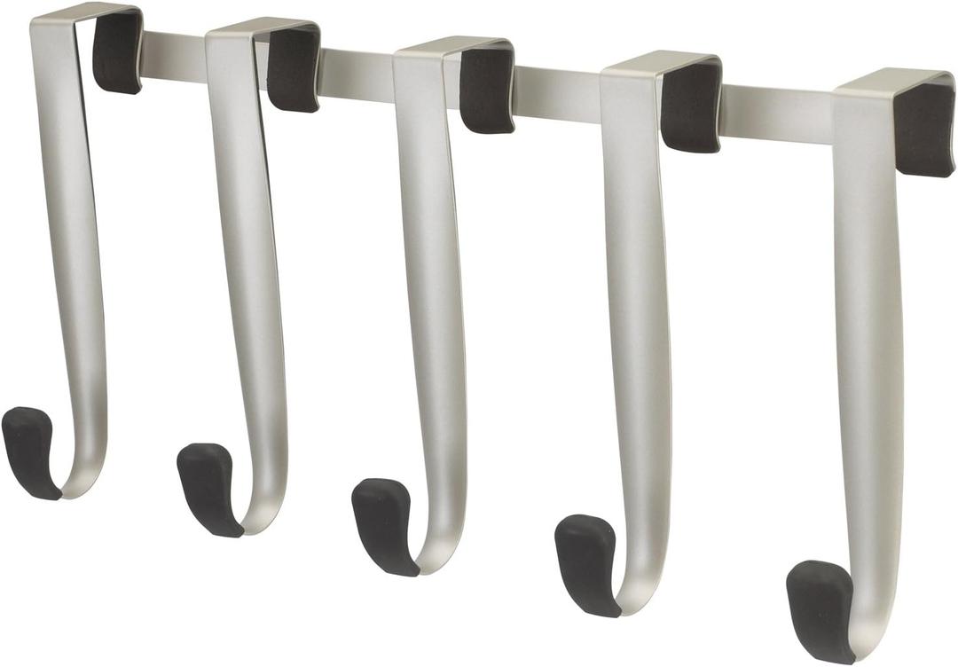 Umbra Schnook Steel Over-The-Door Multi-Hook - 5 Metal Hooks Measure 18" x 8" - Perfect for Hanging Robes, Towels, Shower & Bath Accessories - Keep Your Bathroom Organized and Neat