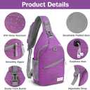 ZOMAKE Sling Bag,Small Crossbody Sling Backpack,Water Resistant Shoulder Daypack for Travel,Anti Thief Chest Bag for Hiking(Purple(Stripe))