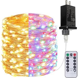Warm White Multicolor 66Ft 200LED Christmas Fairy Lights Plug in with Remote, Waterproof String Lights Outdoor Indoor 8 Modes with Timer, Twinkle Lights for Girl's Room Garden Christmas Decorations