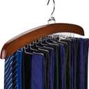 Tie Rack Tie Hanger 24 Hooks Wooden, Tank Top Hanger,Belt Organizer for Closet,with Upgraded 360Rotating, Belts Scarves Accessories for Bras,Tank Tops,Camisoles (Walnut)