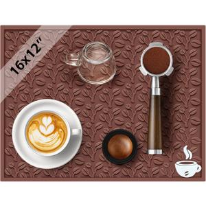 Coffee Bar Mat, 16"x12" Non-Slip Rubber Mats for Countertop, 3D Coffee-Bean Pattern Pad for CoffeeStation, Easy Clean Drip, Anti-Spill, Ideal Matt for Cocktail, Whiskey and Espresso