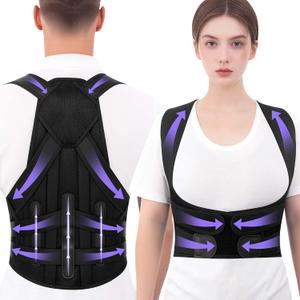 Back Brace Posture Corrector for Women and Men Upgraded Dynamic Traction Correction System Adjustable Shoulder Support Straightener Helps Reduce Upper Lower Back Pain Suitable for Hump Scoliosis Black Large