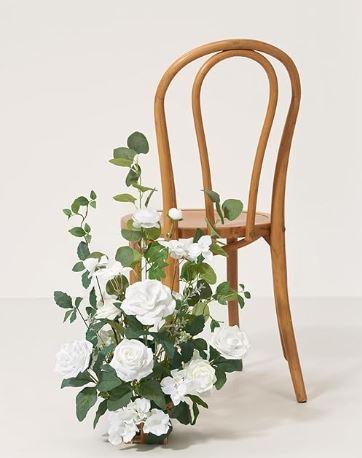  Artificial Flower Bouquet, Wedding Stage Table Decoration Artificial Flowers, Wedding Aisle Runner Chair Decorations for Flower Arrangement(White)