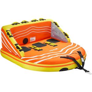 VEVOR Towable Tube for Boating, 1-4 Riders Inflatable Towable Tubes with Deck Seats and Backrest, 340/510/680 lbs Water Sport Tube,Full Nylon Cover, EVA Grab Handles and Speed Safety Valve