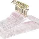 JohneyRulu Clear Plastic Hangers 30-Pack - Non-Slip, Lightweight, Space-Saving Coat and Clothes Hangers with Red Glitter for Weddings and Closet Organization.