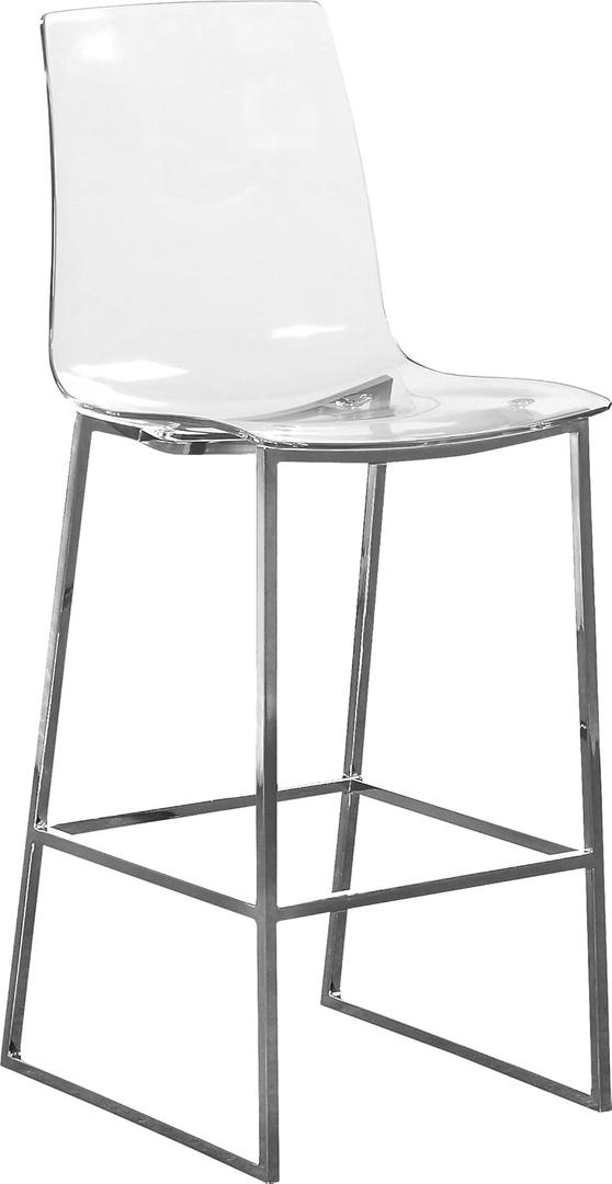 Meridian Furniture Lumen Collection Modern Contemporary Acrylic Counter Stool with Stainless Steel Base, 16.5" W x 20" D x 42" H, Chrome