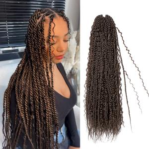 Boho Island Twist Crochet Hair 24 inch Senegalese Twist Crochet Hair with Soft Curly Ends 8 Packs Pre-looped Bohemian Goddess Twist Synthetic Braids Crochet Hair for Black Women (24Inch,4#)