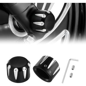 PBYMT Black Front Axle Nut Cover Cap CNC Aluminum Compatible for Harley Davidson Touring Road King Street Glide Electra Glide Softail Sportster Iron 883 Fat Boy 2002-2024