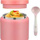 13.5 Oz Thermo Food Jar for Hot & Cold Food for Kids, Insulated Lunch Containers Hot Food Jar,Leak-Proof Vacuum Stainless Steel Wide Mouth Lunch Soup Thermo for School (Pink-Pure(13.5OZ))