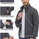 TACVASEN Men's Polar Fleece Jackets Lightweight Soft Winter Thermal Coats Outdoor Windproof Zip Up Jacket with Pockets (L)
