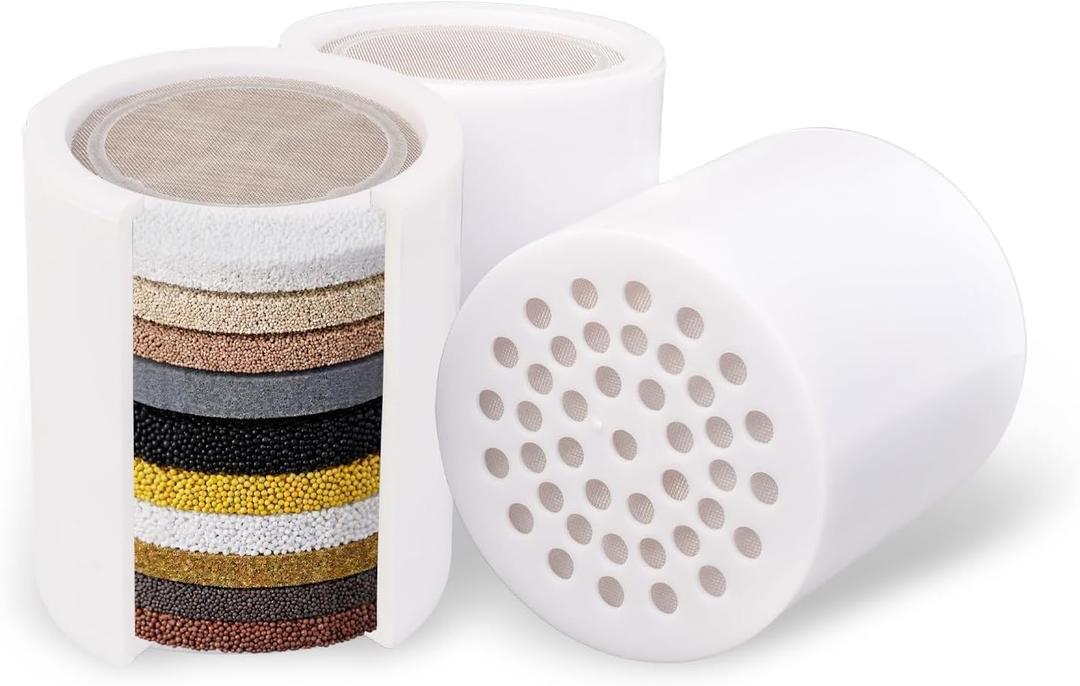 20-Stage Shower Filter Replacement Cartridge, Universal Fit for Most Filtered Shower Head - High Flow Multi-Stage Water Softener for Hard Water, Chlorine & Impurities Removal
