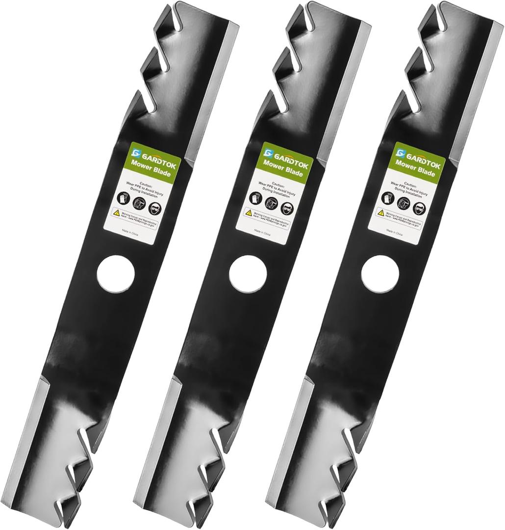 Set of 3 High-Lift Mulching Mower Blades 16.65" Replacement for Kubota K5583-34350, Fits 48" Deck Z723 Z724 Z412KW RCK48P Models, 1-1/8" Circle Center Hole