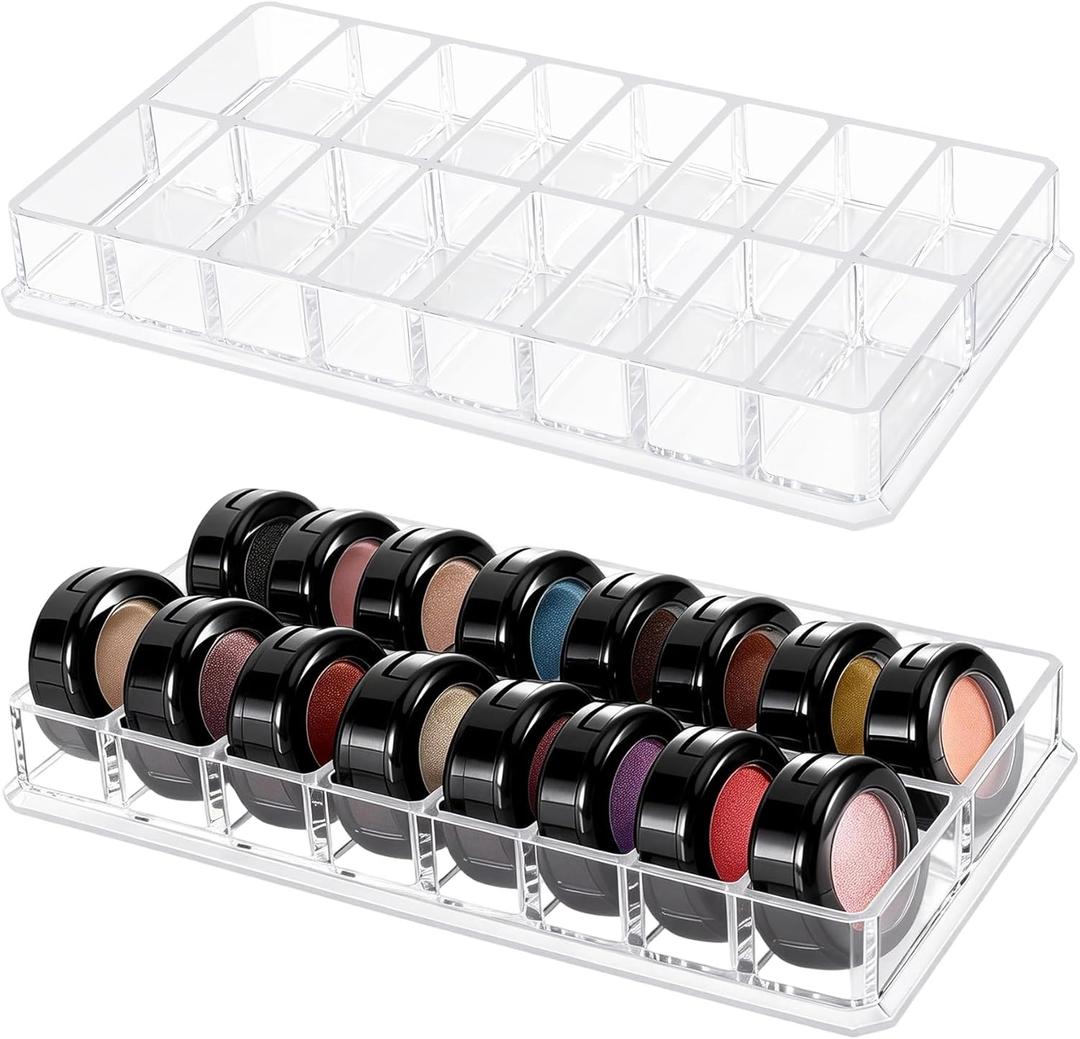 Legrap 2 Pack Eyeshadow Palette Organizer, 16 Slots Makeup Palette Organizer, Vanity Storage Organizer for Eyeshadows, Blush, Lipstick, Highlighter,Clear