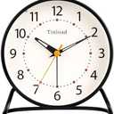 Tinload 4.5" Antique Retro Analog Alarm Clock, Small Silent Desk Clock with Manual Light, Snooze, for Living Room, Bedroom, Bedside, Desk(Black)
