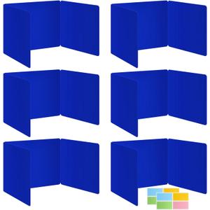 6 Pack Blue Desk Dividers for Students, Privacy Shields Folder for Students, Durable & Waterproof Plastic Study Board, Classroom Teacher Supplies Test Divider, Includes Extra Labels