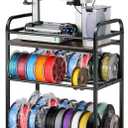 3D Printer Filament Storage Rack - Rolling Spool Holders with Wheels, Heavy Duty Metal Shelf for PLA/ABS/TPU/Nylon, Organized for 3D Printing Studio, Office Workshop (Brown)