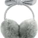 POXIMI Women Winter Earmuffs Girl Ski Adjustable Ear Covers for Kid Cute Bow Ear Warmer Outdoor Earmuff Fleece Lining