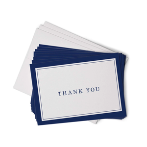 Hill Valley Greetings Navy Blue Formal Thank You Cards with Border - 48 Classic Note Cards with Envelopes - Perfect for Business Professionals & Special Events