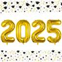 Smlpuame 40 Inch Number 2 Balloons Gold, 4pcs Huge Foil Balloon Numbers 2 0 2 5 for 2nd 5th 20th 25th 50th Birthday Anniversary Graduation Class of 2025 Party Decorations Supplies