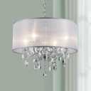 Bestier Modern Elegant Crystal Pendant Drum Chandelier 4 Light Chrome Lighting Fixture LED Ceiling Light Dia 19 in x H 18 in