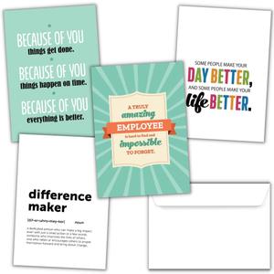 24 Employee Appreciation Cards with Envelopes - 4 Unique Design Encouragement Cards with Envelopes - Use as Employee Appreciation Gifts or Bulk Gifts for Coworkers